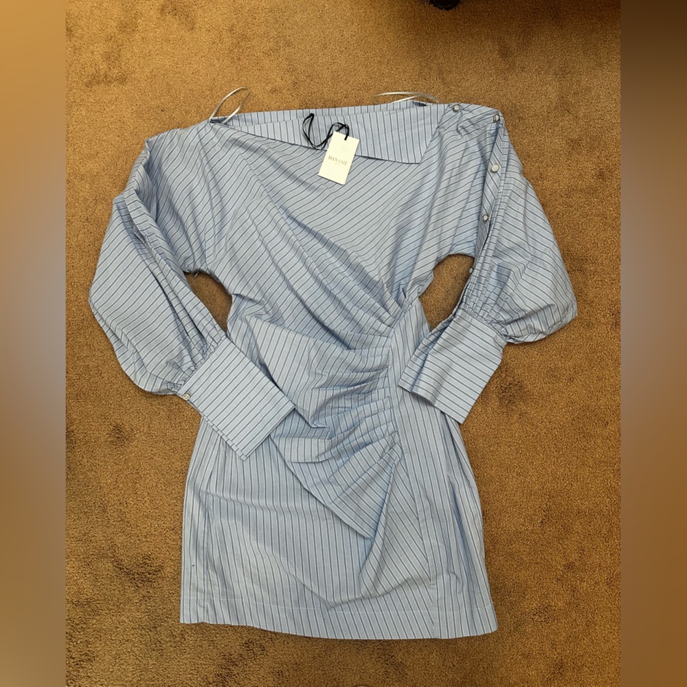 Daname Paris Blue Striped Button-Up Dress